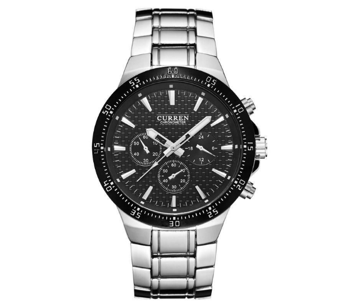 Curren M8063 Analog Chain Watch for Men - Silver - Zoom Image