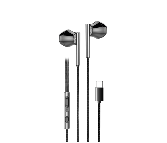 Iends IE-HS947 Type-C Wired Earphone with Microphone - Black - Zoom Image 2