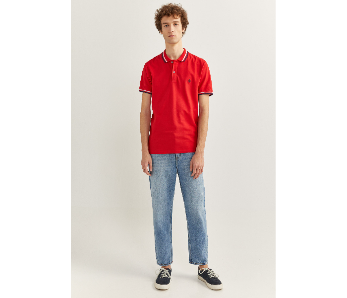 Springfield 143773961 Large Basic Slim Fit Polo Shirt for Men - Red - Zoom Image 1