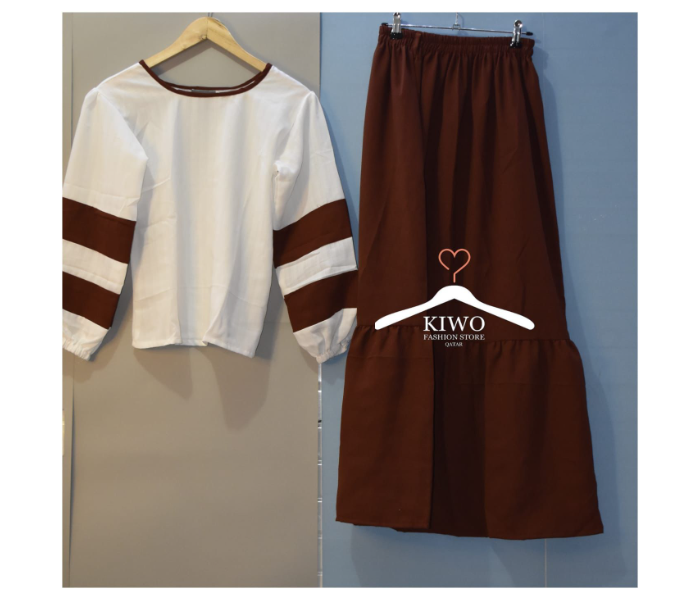 Kiwo XXL Skirt and Top - White and Brown - Zoom Image