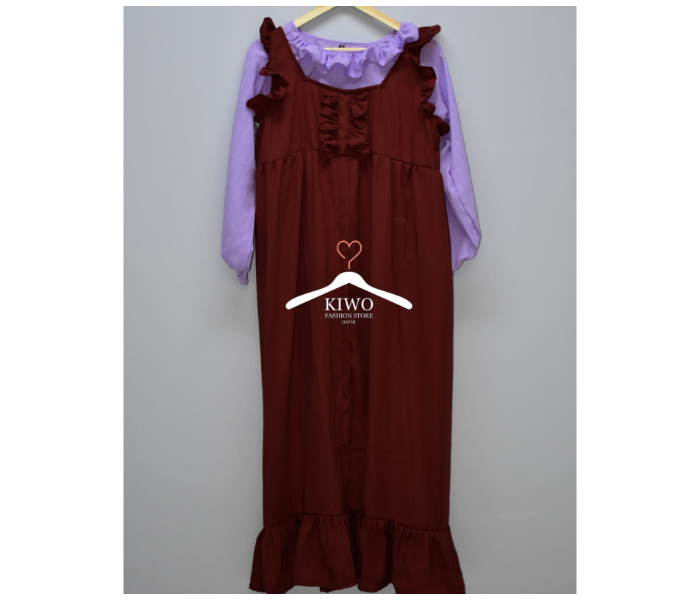 Kiwo KIWO145 Large Pinnafore with Top Wear - Maroon and Lavender - Zoom Image