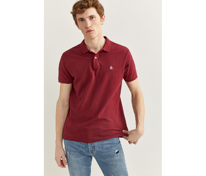 Springfield 143759369 Small Basic Slim Fit Polo Shirt for Men - Maroon - Zoom Image 2