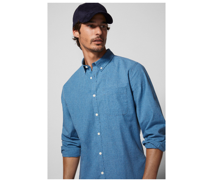 Springfield 027484416 Small Long Sleeve Plain Shirt for Men - Light Blue - Zoom Image 3