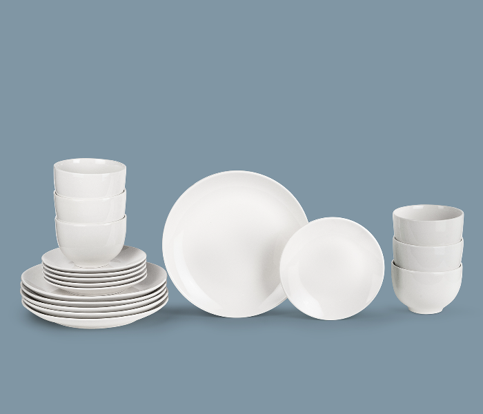 Insiya SV204 18 Piece Superior Quality Porcelain Dinner Set- White - Zoom Image 2