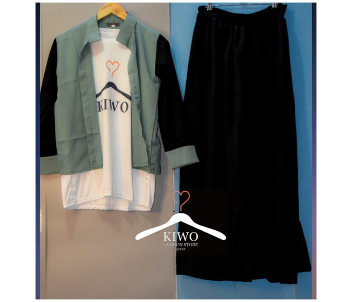 Kiwo KIWO139 Large Set of 3 Womens Casual Wear - Green and Black - Zoom Image