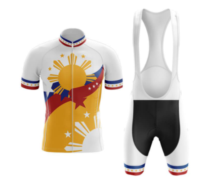 Philippines Large Short Sleeve Road Bike Cycling Jersey - White - Zoom Image