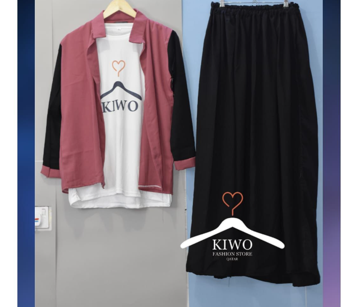 Kiwo KIWO111 Extra Large Set of 3 Casual Wear for Women - Pink - Zoom Image