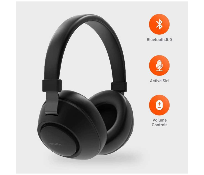 Porodo PD-X1008WLH-BK Bluetooth 5.0 Wireless Over-Ear Headphones with Noise Cancelling - Black - Zoom Image 1