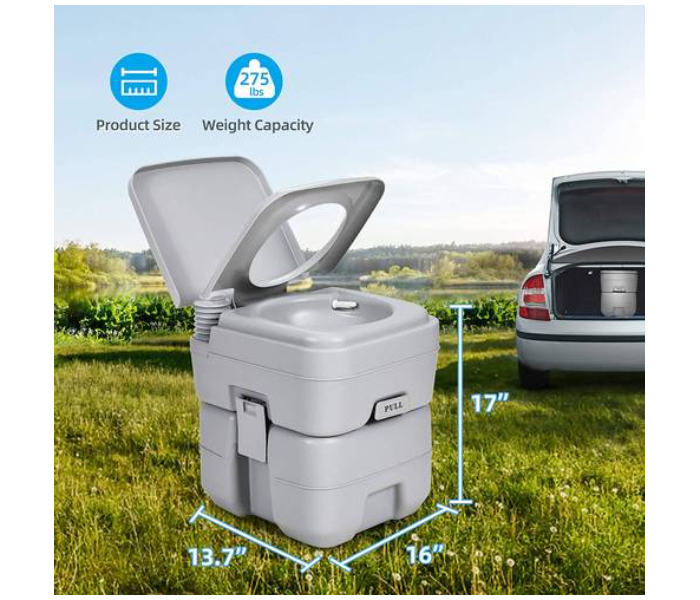 Portable Toilet for Camping and Outdoor Activities - Grey - Zoom Image 2