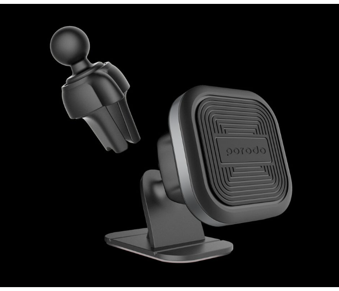 Porodo PD-ALUMMC-SL Aluminum Magnetic Car Mount Air Vent Plus Stick-On Phone Holder - Silver - Zoom Image 1