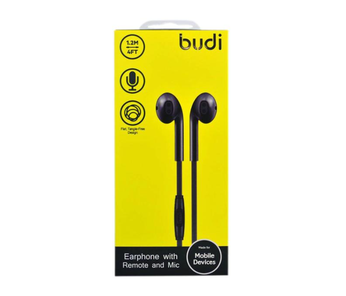 Budi M8J102EP Earphone with Remote and Mic -Black - Zoom Image 1