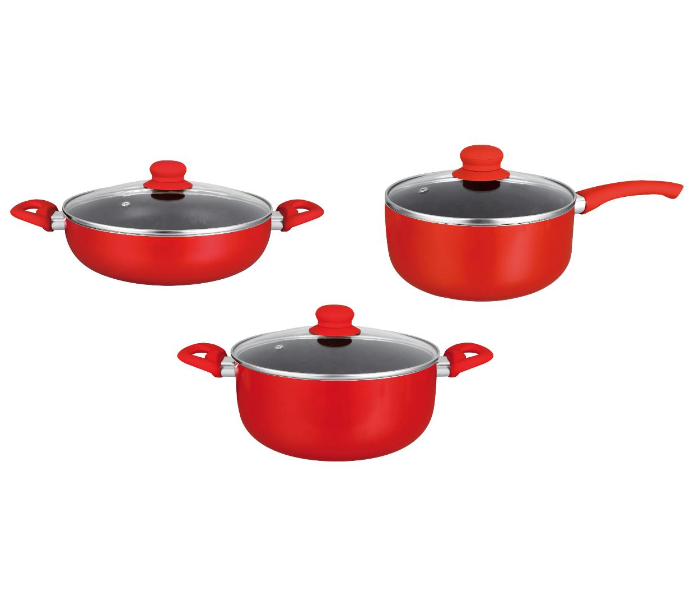 Insiya SV01 10 Piece Non-Stick Aluminium Cookware Set - Red - Zoom Image 3