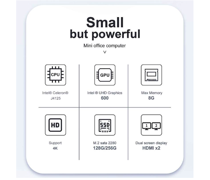 Beelink GKmini 8 RAM 128 SSD Intel J4125 Processor Intel UHD Graphics 600 Integrated Graphics Card Mini Desktop CPU - Black - Zoom Image 3