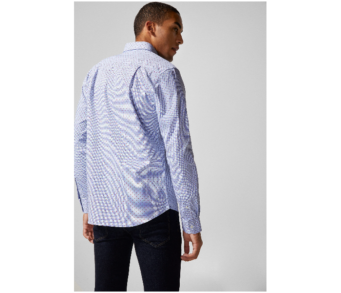 Springfield 151452014 XS Long Sleeve Stipped Business Shirt for Men - Medium Blue - Zoom Image 3