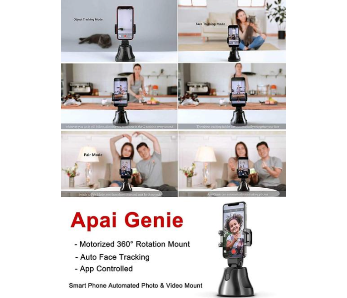 Apai Genie APG-1 Vloggers 360 Degree Auto Face and Object Tracking Smartphone Mount Holder - Black - Zoom Image 2