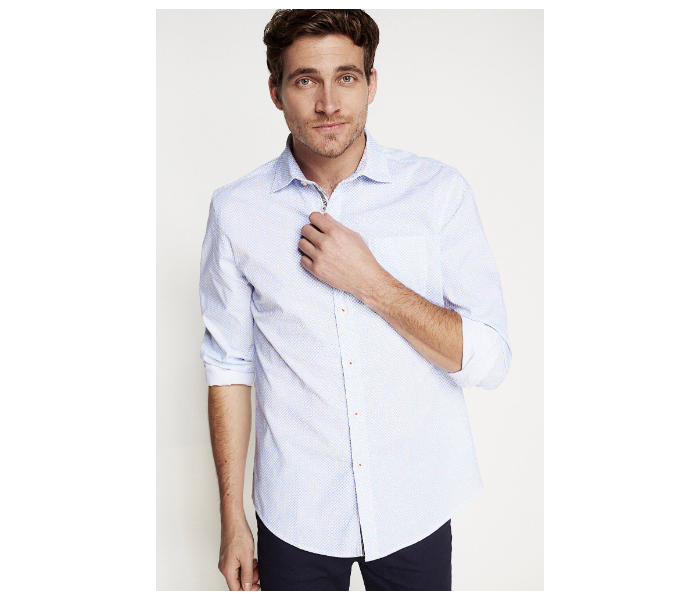 Springfield 028381914 Extra Small Mircoprint Long Sleeve Shirts for Men - Medium Blue - Zoom Image 2