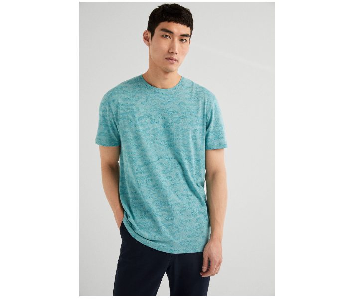 Springfield 328537585 XS Knitted T-Shirt for Men - Teal - Zoom Image 2