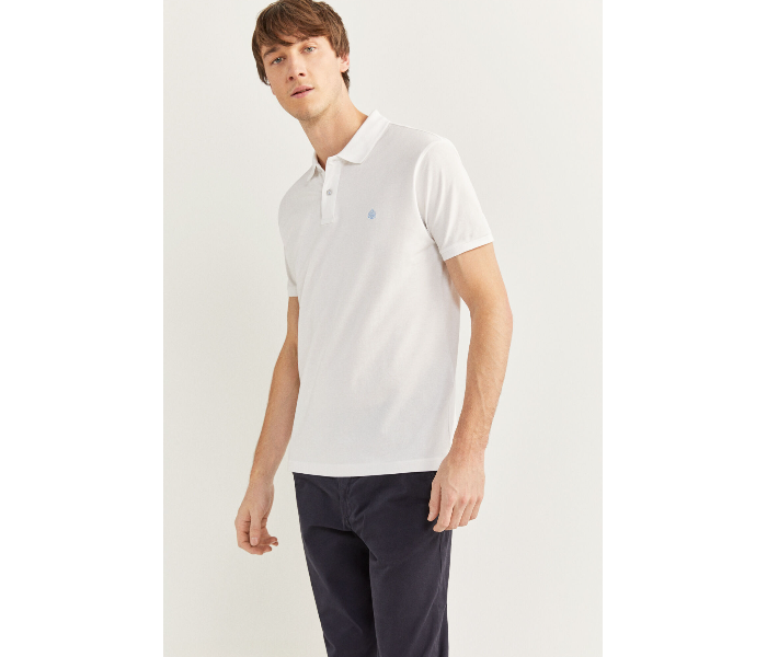 Springfield 143759399 XXXL Basic Slim Fit Polo Shirt for Men - White - Zoom Image 3