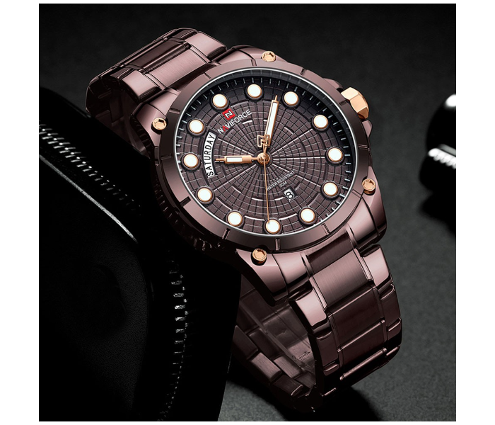 Naviforce 9152 Stainless Steel Quartz Watch for Men - Brown - Zoom Image 5