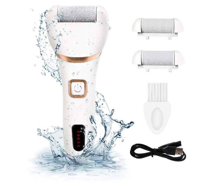 Rechargeable Waterproof Hard Skin Remover with 3 Rollers and 2 Speeds - White - Zoom Image 1