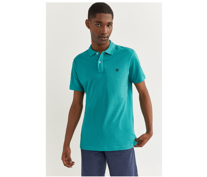 Springfield 143759381 Medium Basic Slim Fit Polo Shirt for Men - Blue - Zoom Image 2