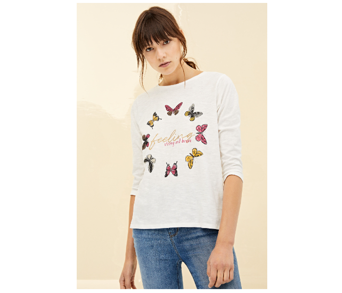 Springfield 676431298 Small Long Sleeve T-Shirt for Women - White - Zoom Image 2