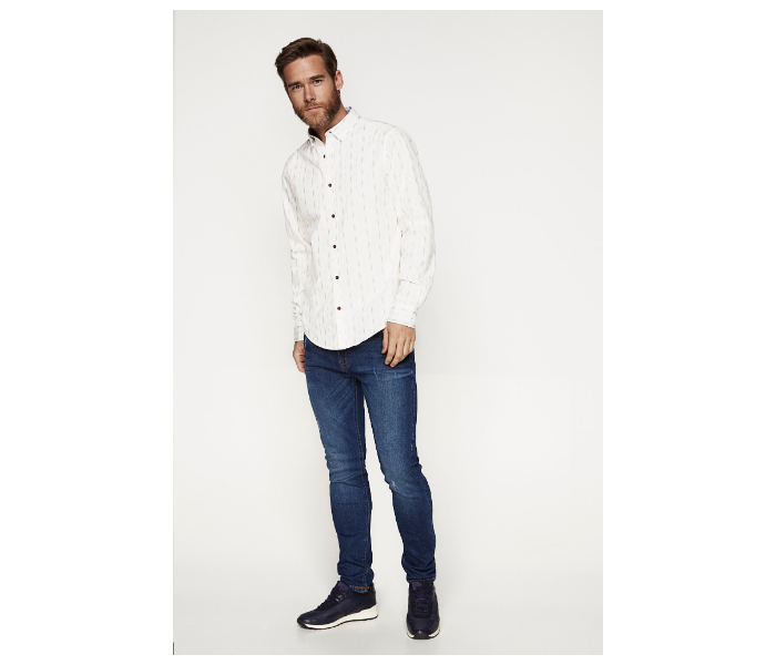 Springfield 028380013 Extra Small Mircoprint Long Sleeve Shirts for Men - White - Zoom Image 1