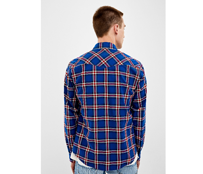 Springfield 033645915 Small Long Sleeve Checked Shirt for Men - Medium Blue - Zoom Image 3