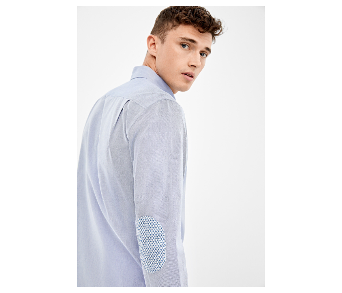 Springfield 027663415 Extra Small Long Sleeve Plain Shirt for Men - Medium Blue - Zoom Image 3