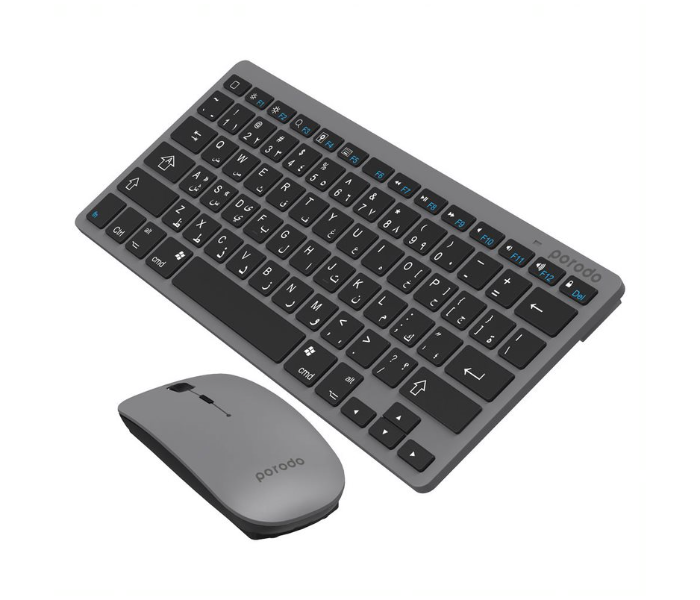 Porodo PD-BTKBMCO-GY Wireless Super Slim and Portable Bluetooth Keyboard with Mouse - Gray - Zoom Image 3