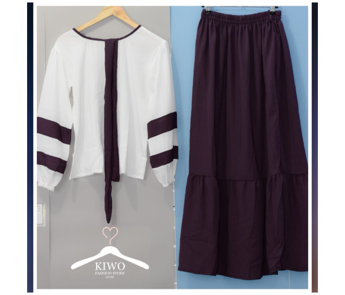 Kiwo KIWO140 Extra Large Top and Skirt - White and Purple - Zoom Image