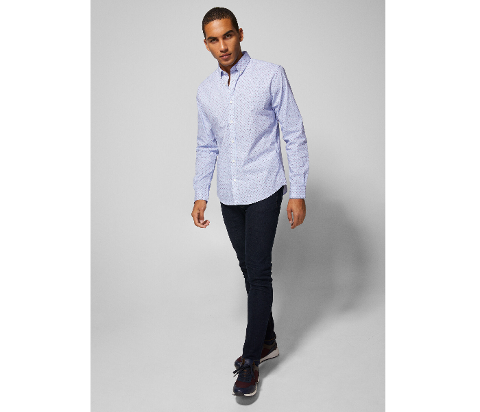 Springfield 151452014 Small Long Sleeve Stipped Business Shirt for Men - Medium Blue - Zoom Image 1