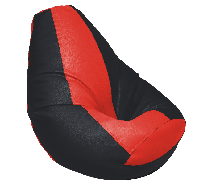 Komfort Factory STREDBLK-QU  Queen Size Leatherette Bean Bag with Filling - Red and Black - Zoom Image 4