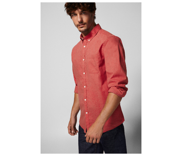 Springfield 027484474 Extra Small Long Sleeve Plain Shirt for Men - Fuchsia - Zoom Image 2