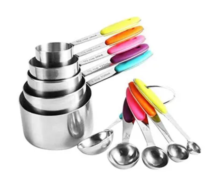 Generic 10 Piece Stainless Steel Measuring Cups And Spoons Set For Cooking And Baking - Zoom Image 1