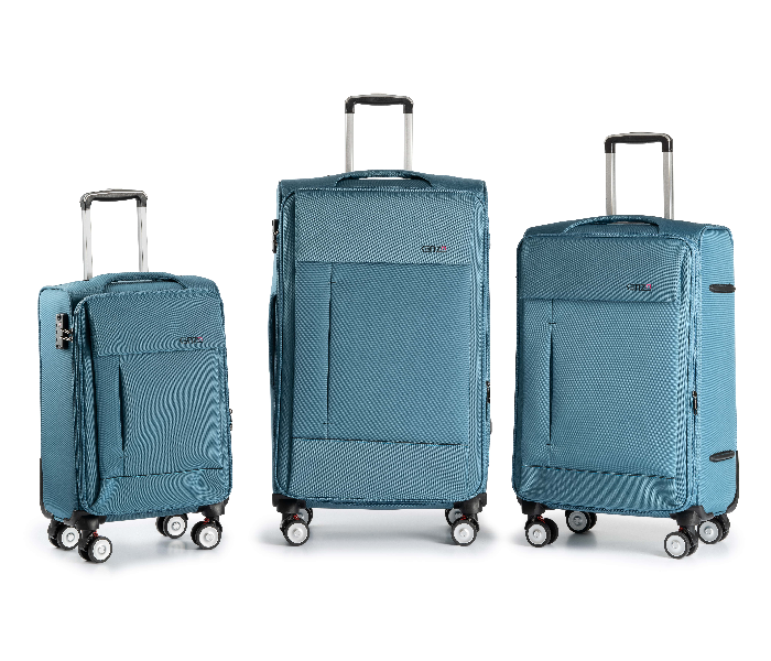 Kenza SV362 3 Piece Drift Softside Expandable Luggage Bag Set with Built-In TSA Lock and Spinner Wheels - Blue - Zoom Image 2