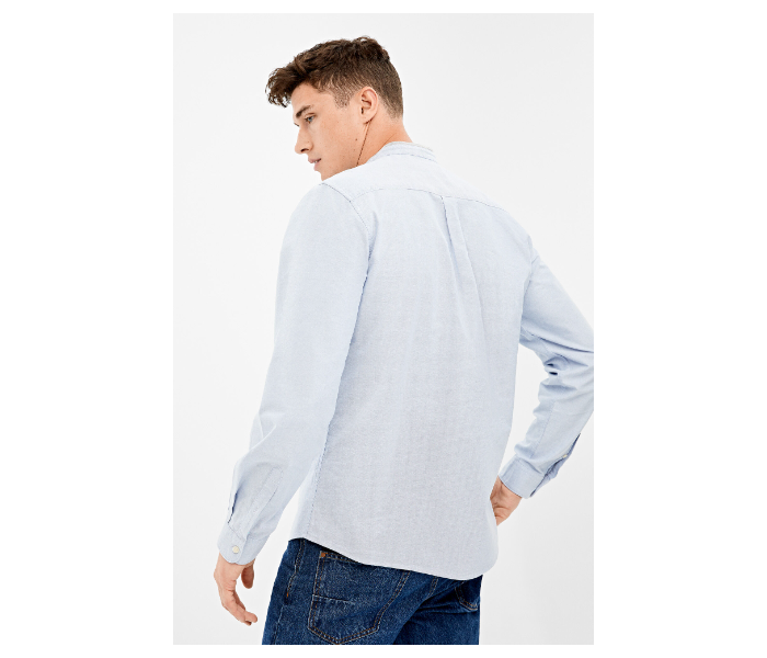 Springfield 027664214 Extra Small Long Sleeve Plain Shirt for Men - Medium Blue - Zoom Image 3