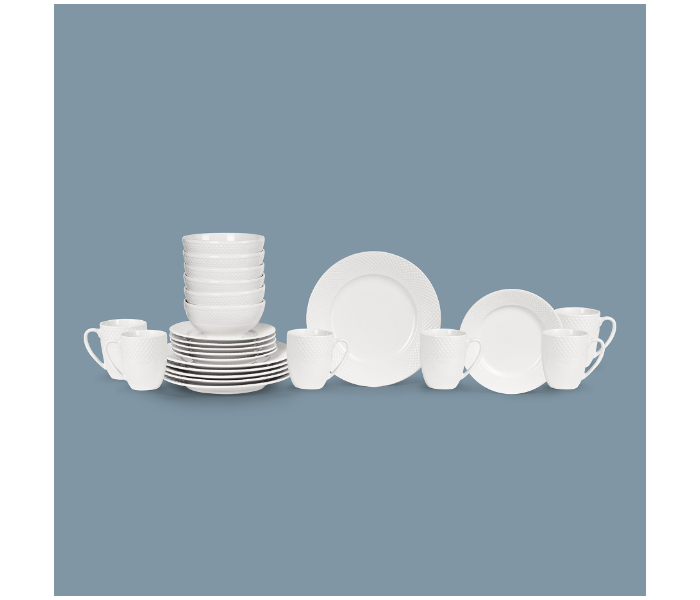 Insiya SV202 24 Piece High Quality Porcelein Dinner Set- White - Zoom Image 3