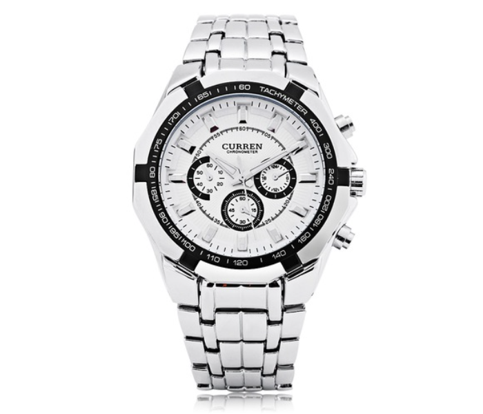 Curren M8084 Analog Chain Watch for Men - Silver - Zoom Image