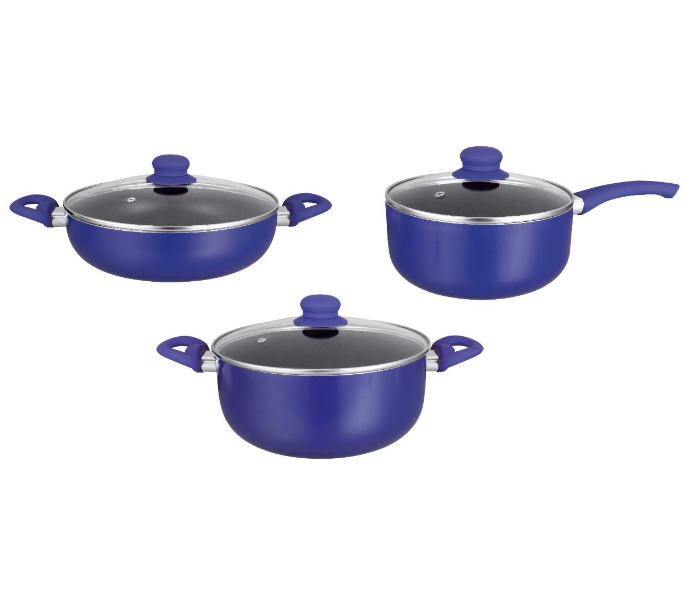 Insiya SV02 10 Piece Non-Stick Aluminium Cookware Set - Dark Blue - Zoom Image 3