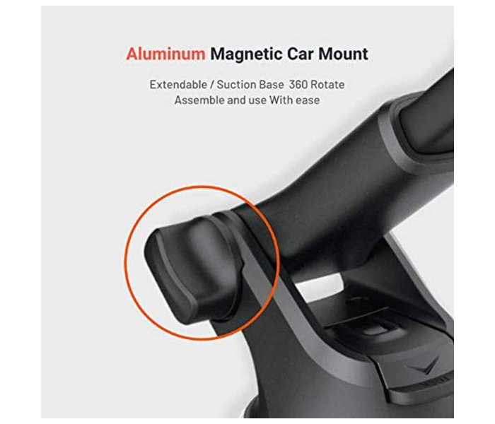 Porodo PD-ALUEMM-GY Aluminum Magnetic Car Mount Phone Holder - Gray - Zoom Image 3