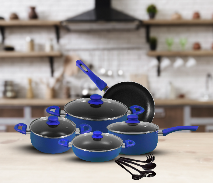 Insiya SV05 13 Piece Non-Stick Aluminium Cookware Set - Dark Blue - Zoom Image 2