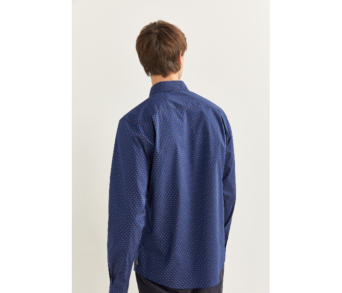 Springfield 151765112 XS Long Sleeve Stipped Business Shirt for Men - Medium Blue - Zoom Image 3