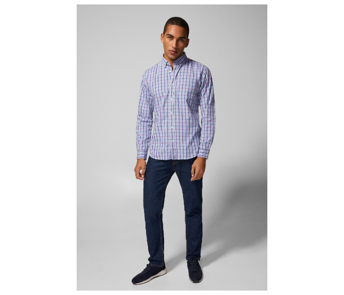 Springfield 033485514 Small Long Sleeve Checked Shirt for Men - Medium Blue - Zoom Image 1