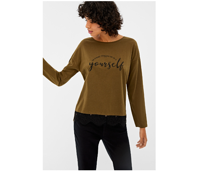 Springfield 676429028 XS Long Sleeve T-Shirt for Women - Army Green - Zoom Image 1