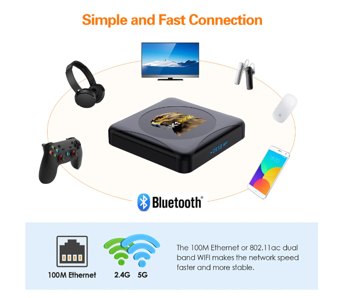 RK3318 HK-1 R BOX 4GB RAM 32GB Media Streaming Android TV Box with WiFi and Bluetooth - Black - Zoom Image 3