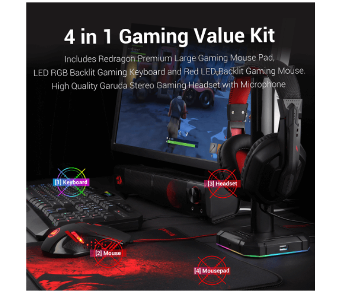 Redragon S101-BA-2 4 in 1 Gaming Combo kit - Black - Zoom Image 5