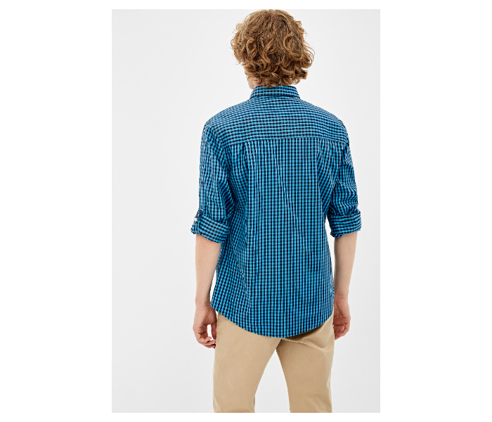 Springfield 033649184 Extra Small Long Sleeve Checked Shirt for Men - Blue - Zoom Image 3