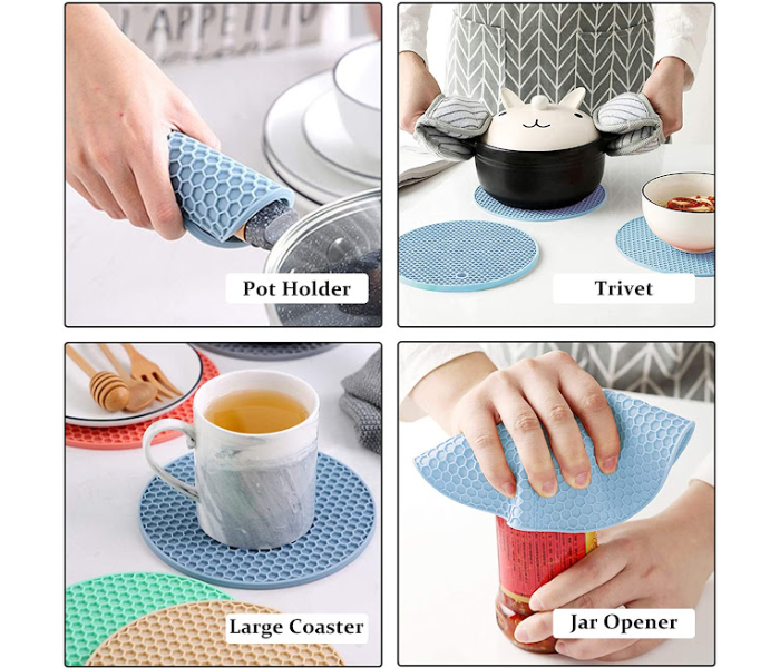 GTC 22000664 2 Pcs Silicone Heat Resistant Pot Holder Mat - Blue - Zoom Image 2