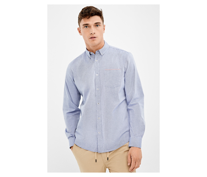 Springfield 027663415 Medium Long Sleeve Plain Shirt for Men - Medium Blue - Zoom Image 2